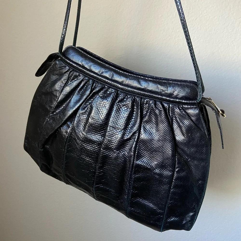 Judith lieber snakeskin leather bag, 1980’s